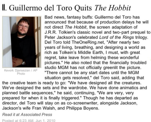 Well that&#8217;s a shame.  Not just because, as any Hellboy fan will tell you, he&#8217;s a great director, but also because Guillermo looks like he&#8217;d fit right in on Middle Earth.